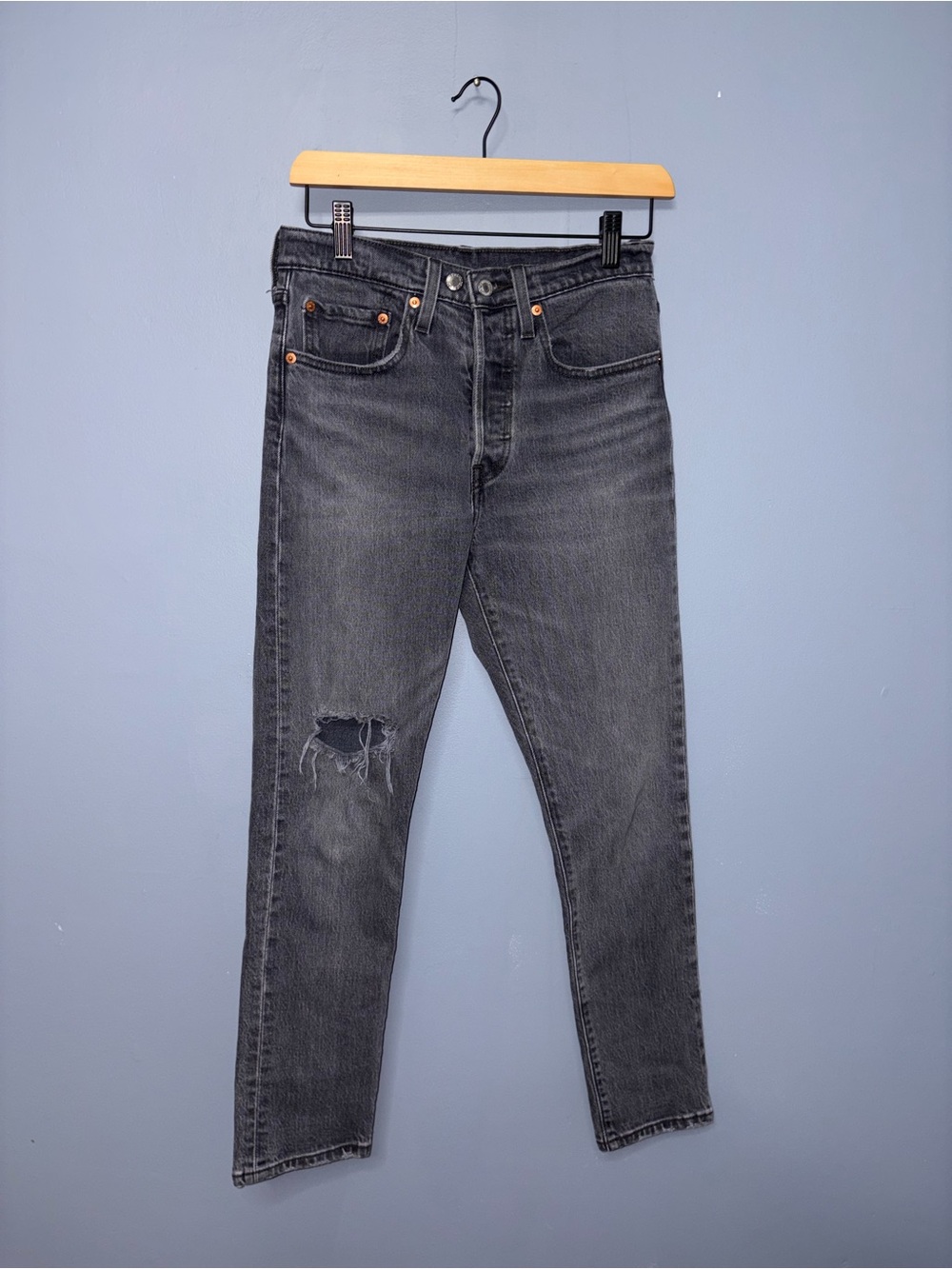 Levi’s • Black 501 Distressed Jeans